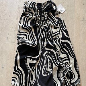 F21 Forever 21 Abstract Print Drawstring Midi Skirt Size S